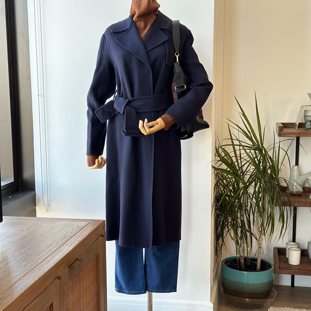 (New) THEORY Belt Wool And Cashmere-Blend Trench Coat - Picture 3 of 7